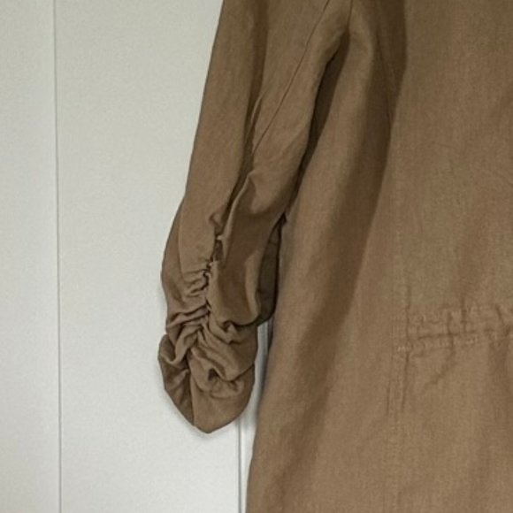 Jules & Leopold Woman Tan Linen Blend Open Blazer - Picture 2 of 5